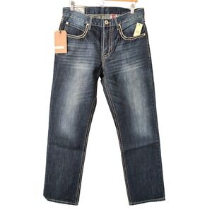 NWT Stetson Mens Modern Straight Leg Jeans Size 34x34 Blue Quality Denim Western